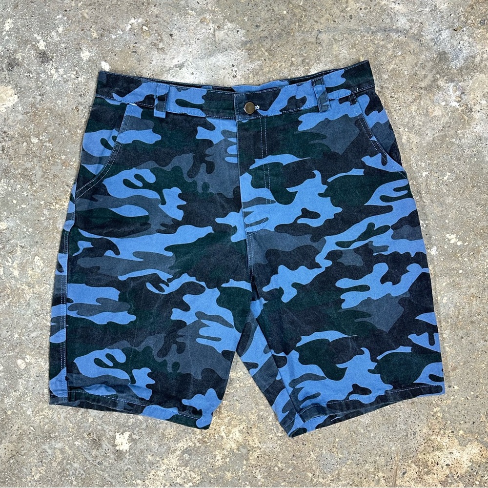 Vintage Blue Camo Print Baggy Jorts